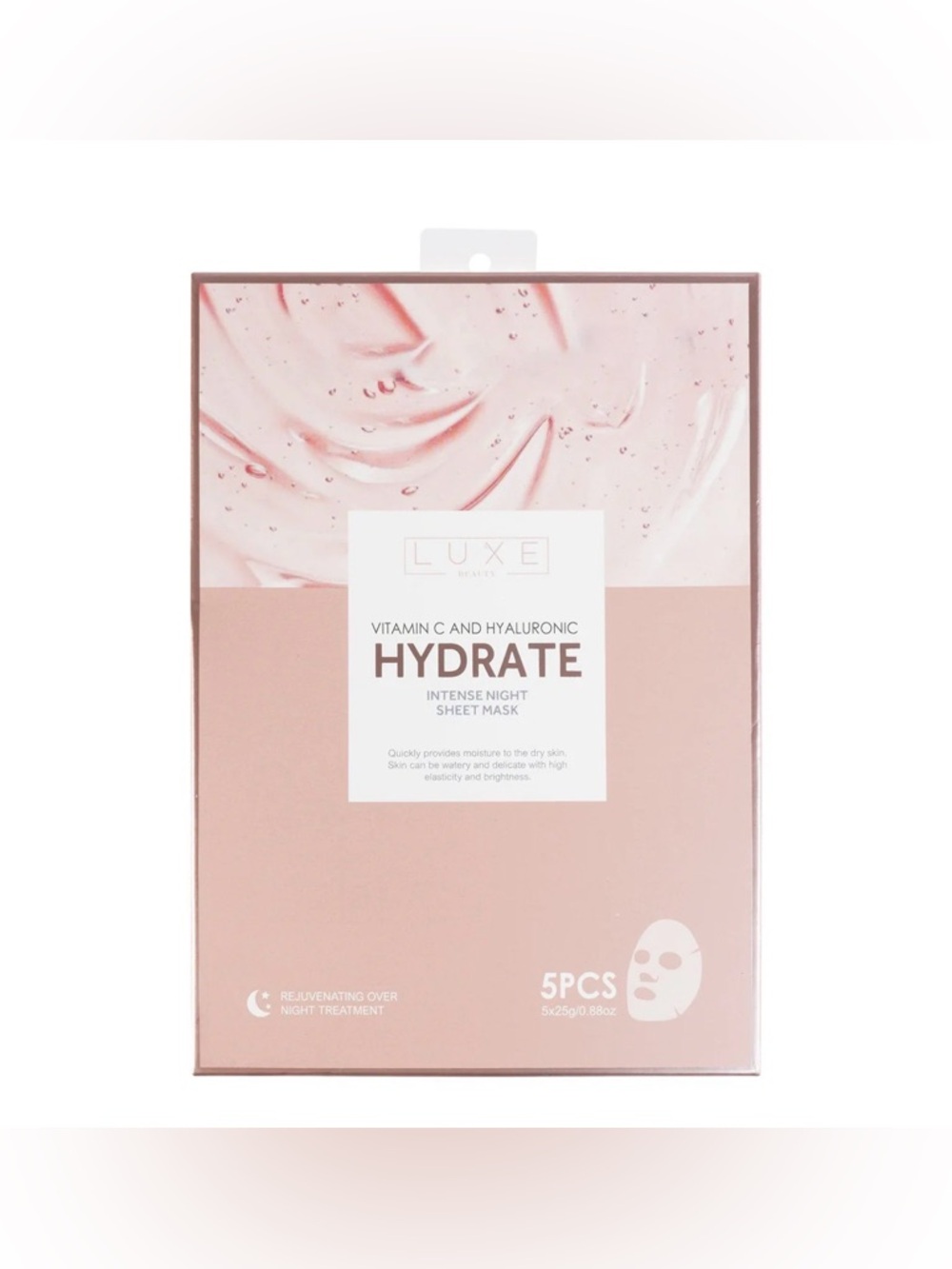 5 for $35 ONE package Luxe Hydrate Facial Sheet Masks. 5 face mask come package.